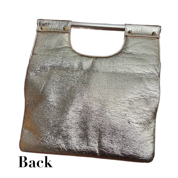 Vintage 1960s Gold Metallic Oversized Square Mod Purse Clutch Handbag * - Picture 3 of 4